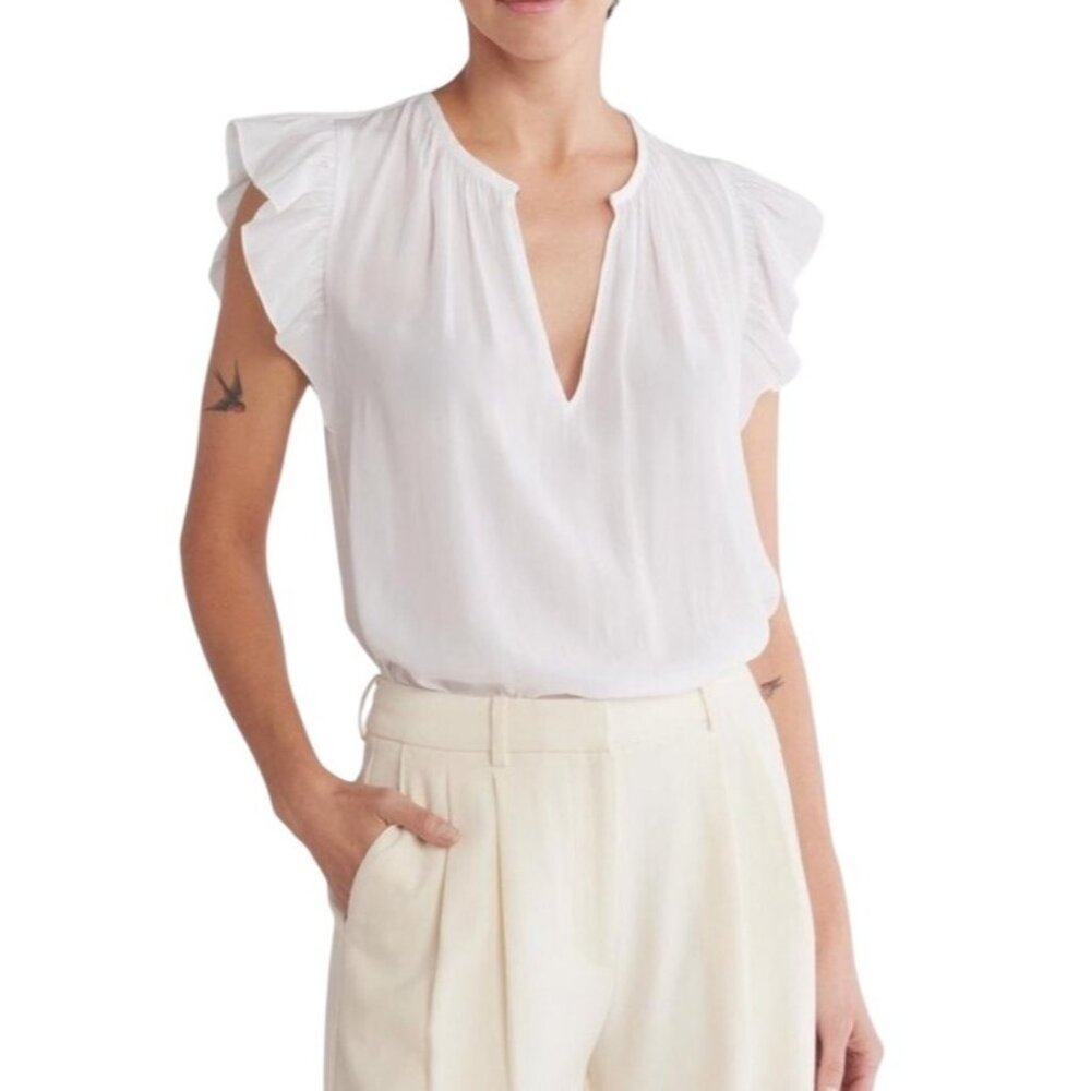 Ramy Brook Destinee Cap Sleeve Top White XS New